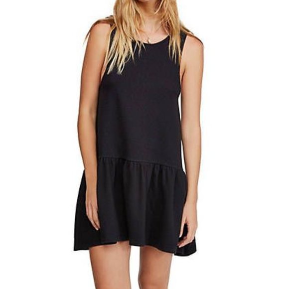 Free People Dresses & Skirts - Free People Easy Street Sleeveless Black Textured Ruffle Mini Dress - Size Large